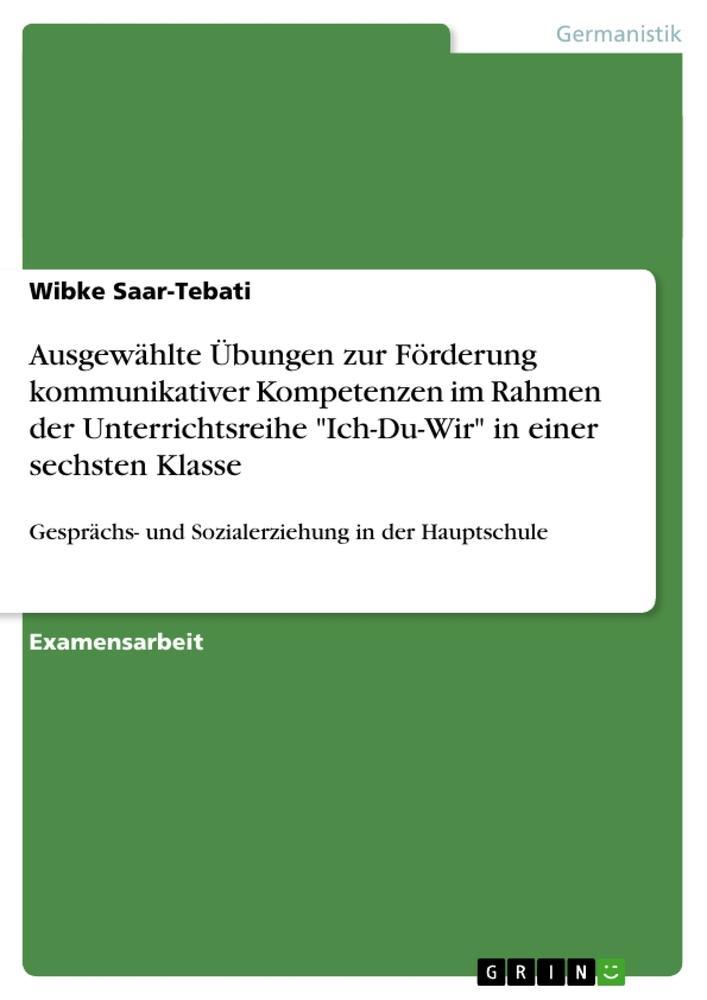 Ausgewählte Übungen zur Förderung kommunikativer Kompetenzen im Rahmen der Unterrichtsreihe "Ich-Du-Wir" in einer sechsten Klasse