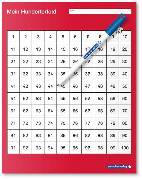 Mein Hunderterfeld mit Stift