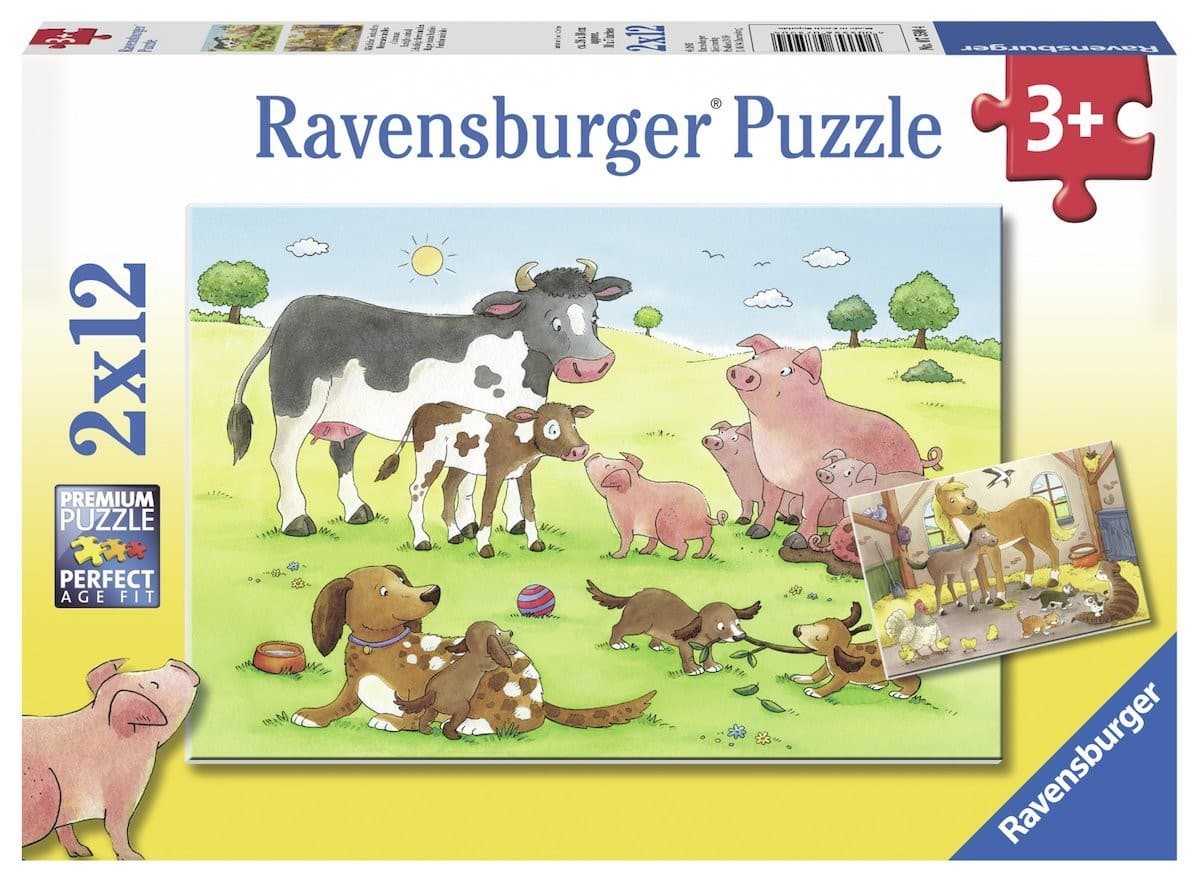 Ravensburger - Glückliche Tierfamilien, 2 x 12 Teile