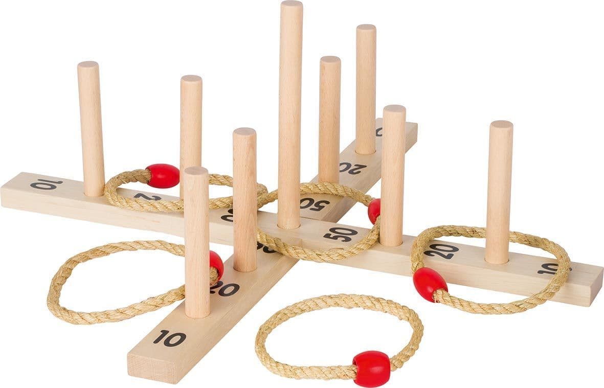 Ringwurfspiel mit 5 Sisalringen