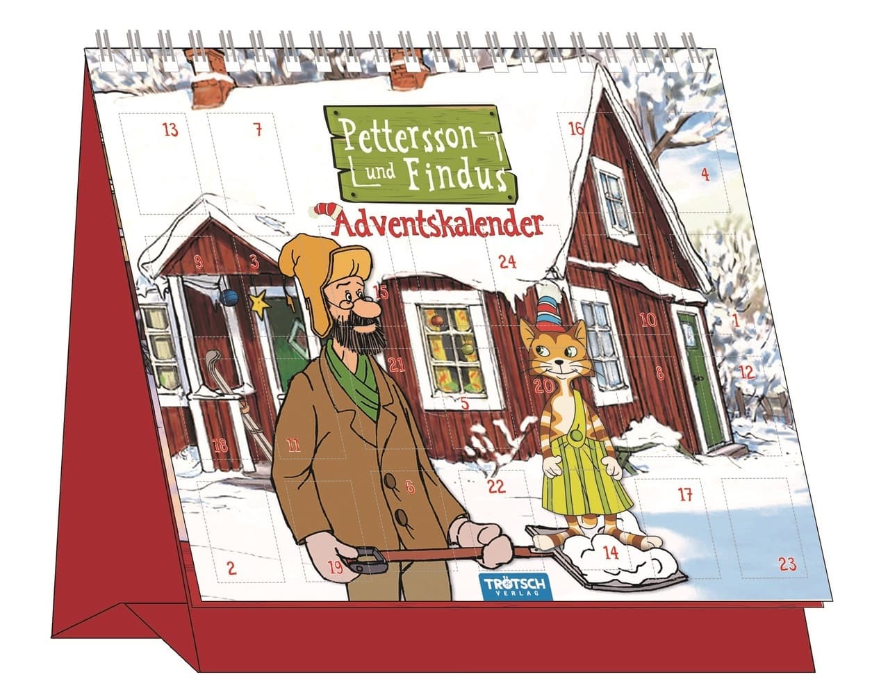 TRÖTSCH - Aufstell Adventskalender "Pettersson und Findus" | Weihnachtskalender mit 24 Türchen und l