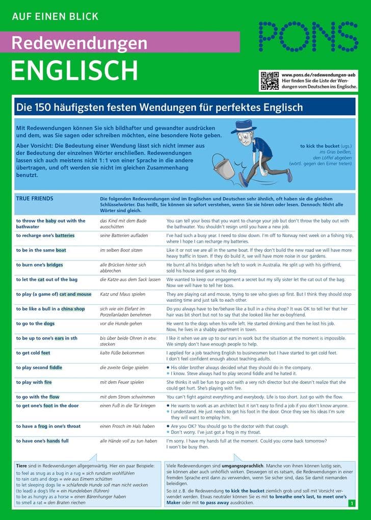 PONS Redewendungen auf einen Blick Englisch