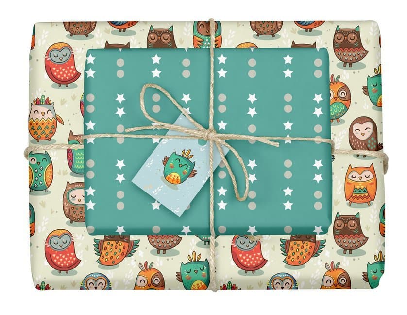 Geschenkpapier-Set für Kinder, Eulen