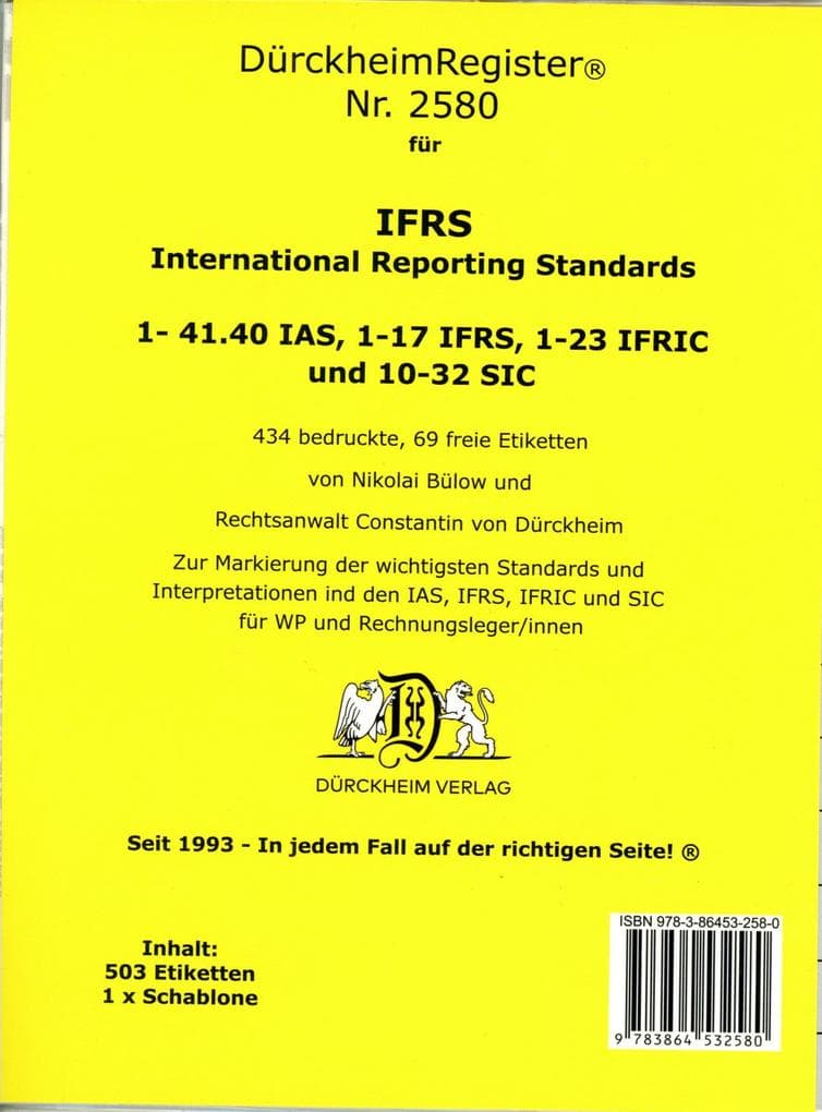 DürckheimRegister® IFRS / IAS 2022, Gesetze, Artikel und §§, ohne Stichworte
