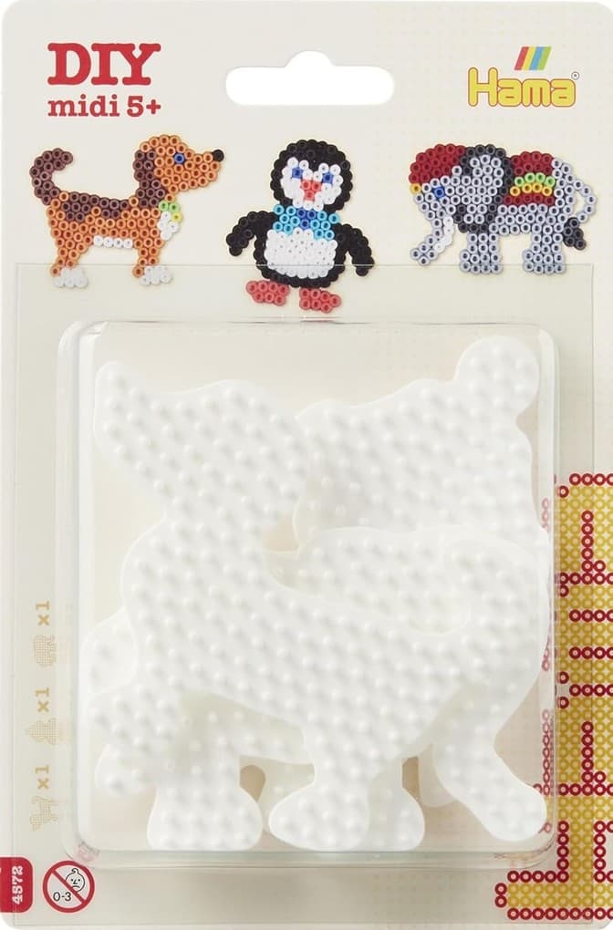 Hama 4572 - Stiftplatten 3er-Set, Elefant/Pinguin/Hund, Stiftplatten für Bügelperlen Midi 5+