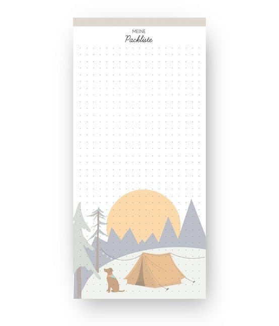 Notizblock: Packliste für Urlaub und Reise