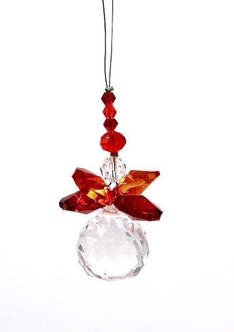 Suncatcher Engel, orange, 5 cm mit Kristallkugel