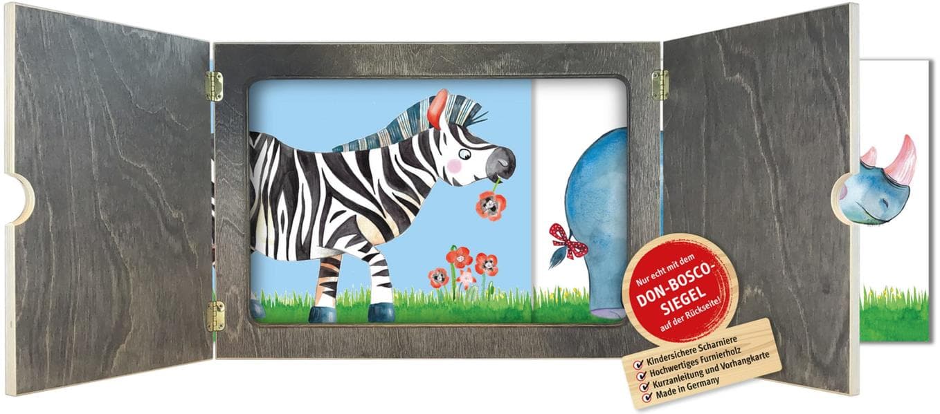 Kamishibai mit seitlichem Einschub und offener Rückwand. Erzähltheater für Bildkarten in DIN A3