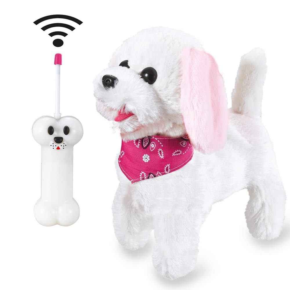 Jamara - RC Plüschhund Trixi, 27 MHz, Weiss/Rosa