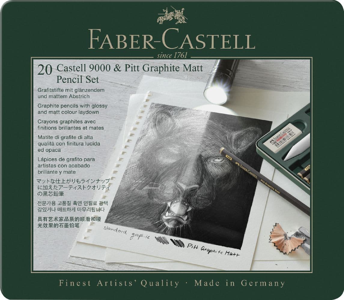 Faber-Castell Bleistifte Castell 9000 & Pitt Graphite Matt, 2x8er Set