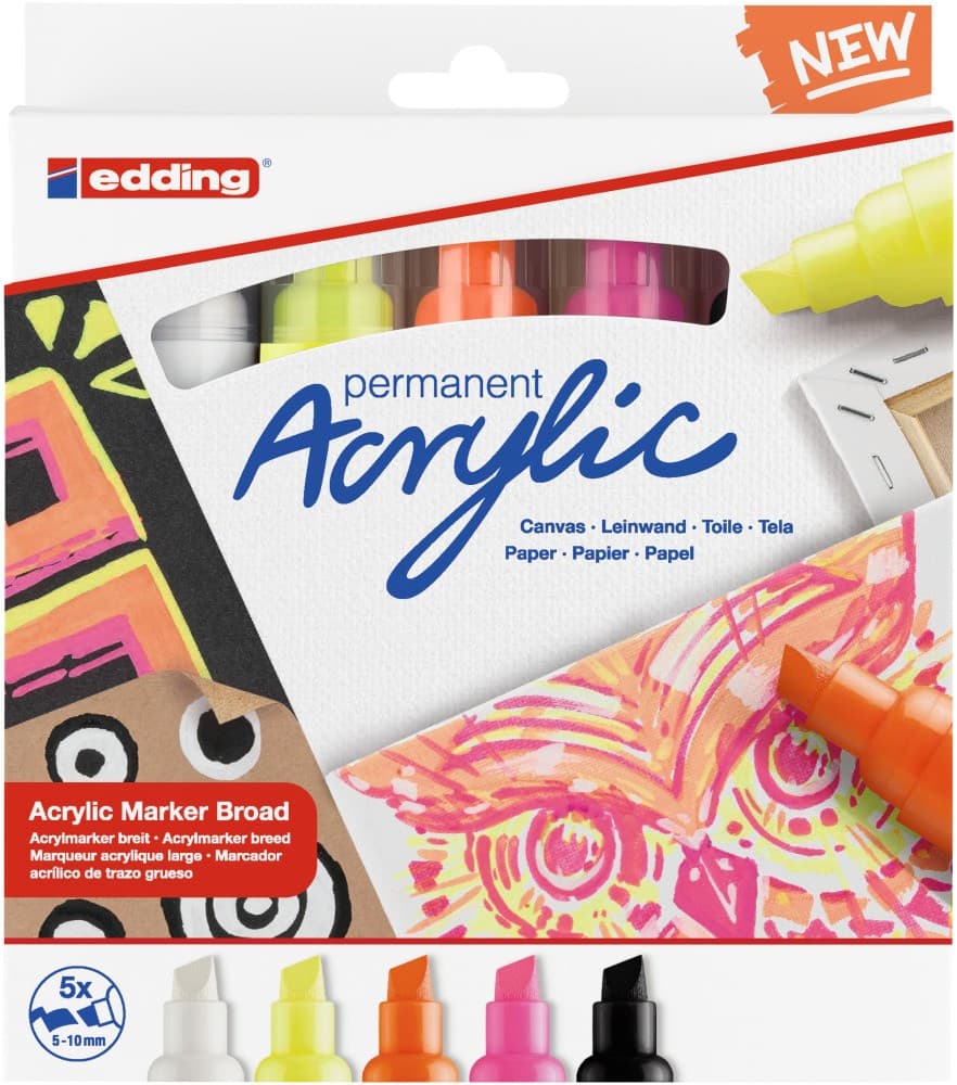 Edding Acrylmarker Acrylic 5000 Breit neon 5er Set