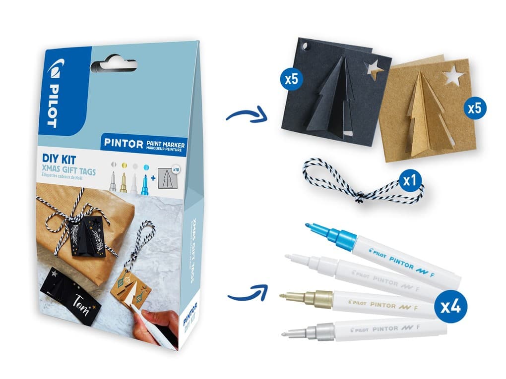 PILOT Kreativmarker PINTOR 2.9 (F) DIY-Set Xmas Geschenkanhänger