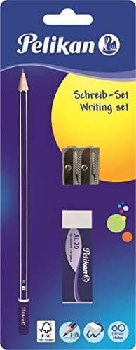 Pelikan Schulset mit Bleistift HB, Radierer AL20 und Doppelanspitzer, 3er Set