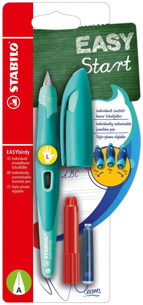 STABILO Füller EASYbirdy pastel Feder A aqua grün/mint für Linkshänder