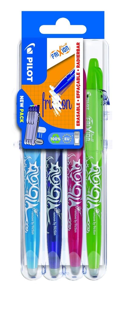 PILOT Tintenroller FriXion Ball 0.7 (M) Hellgrün, Pink, Violett, Hellblau 4er Set2Go