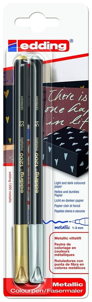 edding 1200 Fasermaler metallic, 2er Set Gold 53/Silber 54