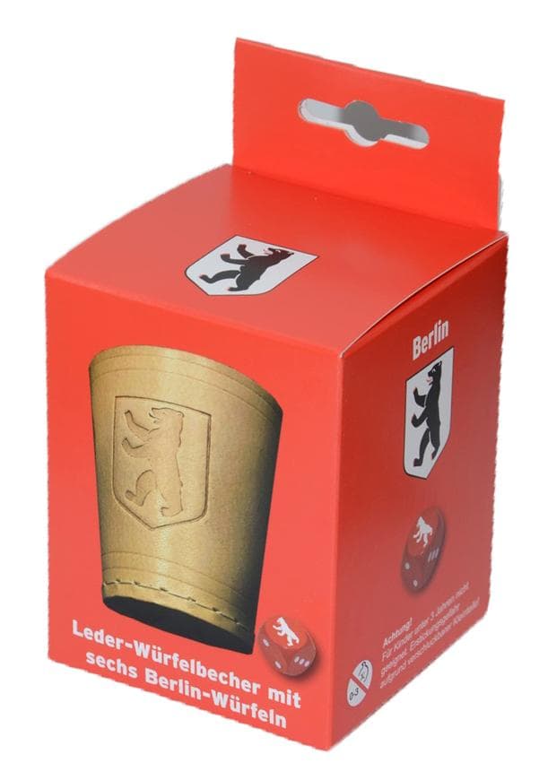 Berlin Leder-Würfelbecher mit 6 Würfeln
