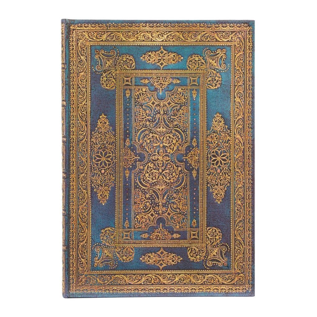 Paperblanks Blue Luxe Luxe Design Hardcover Journal MIDI Unlined Elastic Band Closure 144 Pg 120 GSM