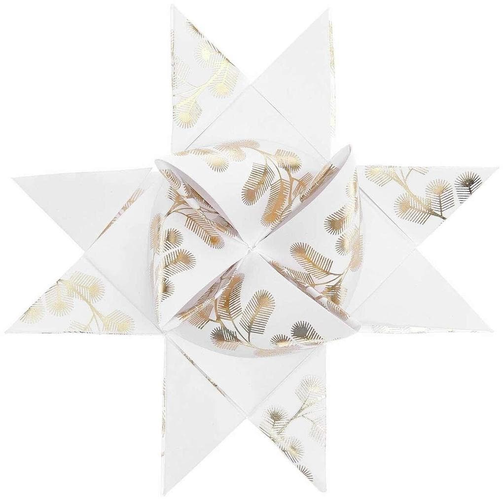 Fröbelsterne Zweige, weiß/gold FSC MIX