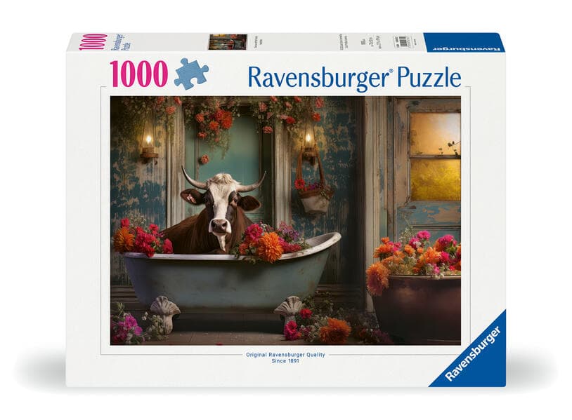 Erwachsenenpuzzle 1000 Teile - Die Kuh in der Badewanne