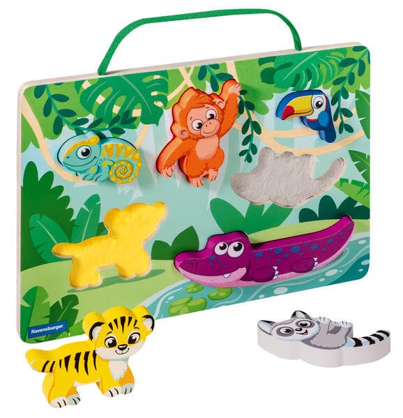 Play+ Magnetisches Holz-Fühl-Puzzle: Dschungel - ab 12 Monate