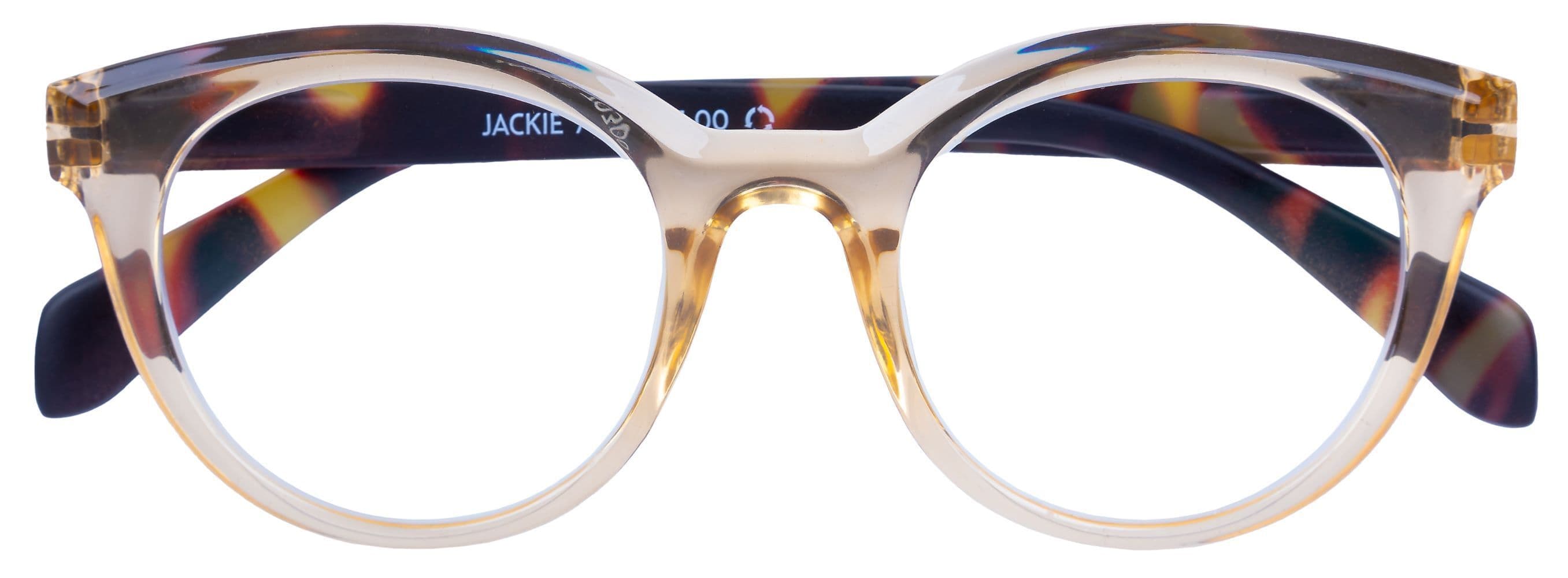 Lesebrille JACKIE, beige transparent, +1.00 dpt mit Etui