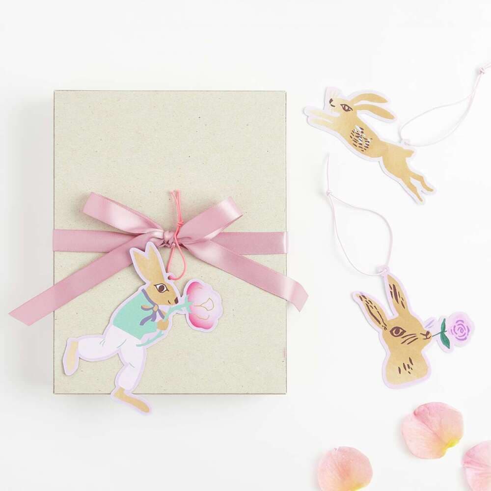 Geschenkanhänger La Vie en Rose, Hasen FSC MIX