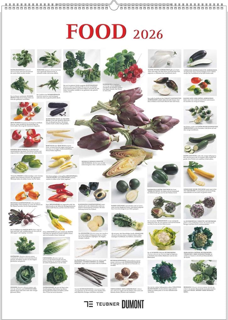 Food 2026 - Bildkalender 50x70 cm - mit kurzen Beschreibungen zu den Obst- und Gemüsesorten - Küchenkalender - Dumont - Posterkalender