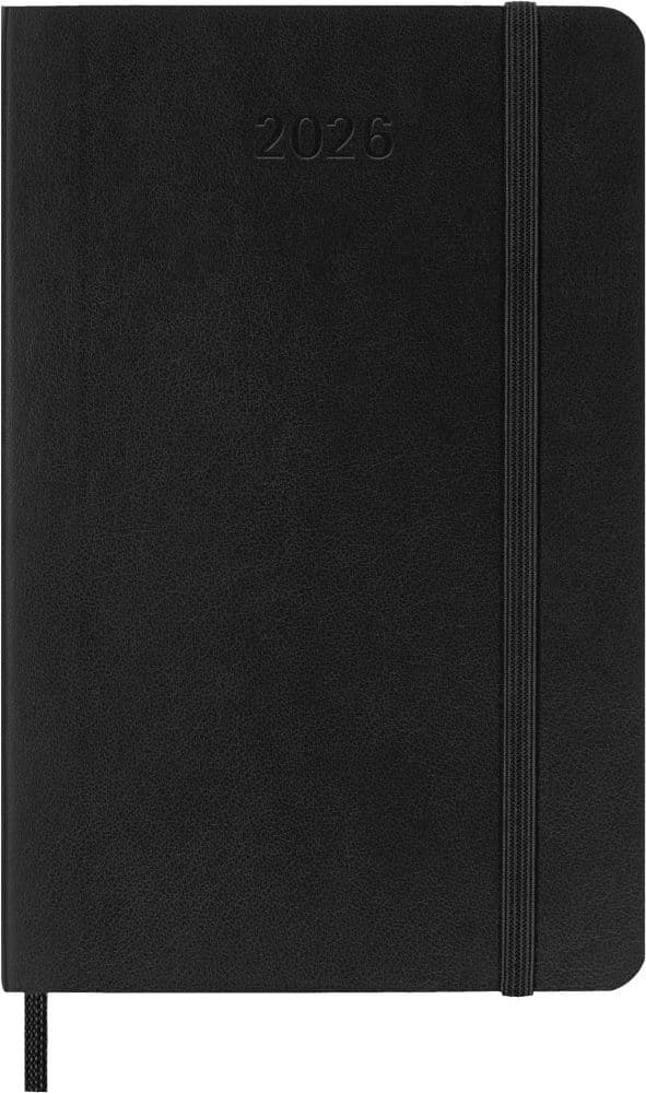 Moleskine 12 Monate Wochen Notizkalender 2026, Pocket/A6, 1 Wo = 2 Seiten, linierte Seiten, Weicher Einband, Schwarz