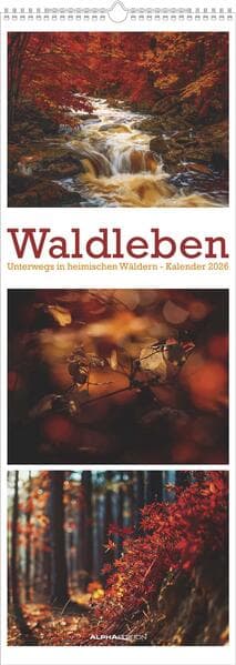 Waldleben - Triplets 2026 - Streifenkalender XXL 25x69 cm - Bildkalender im Hochformat - Naturkalender
