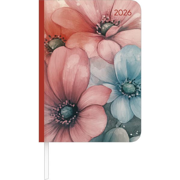 Lady Journal Flowers 2026 - Taschenkalender A6 (10,7x15,2 cm) - Weekly - 192 Seiten - Notiz-Buch - Termin-Planer - Alpha Edition