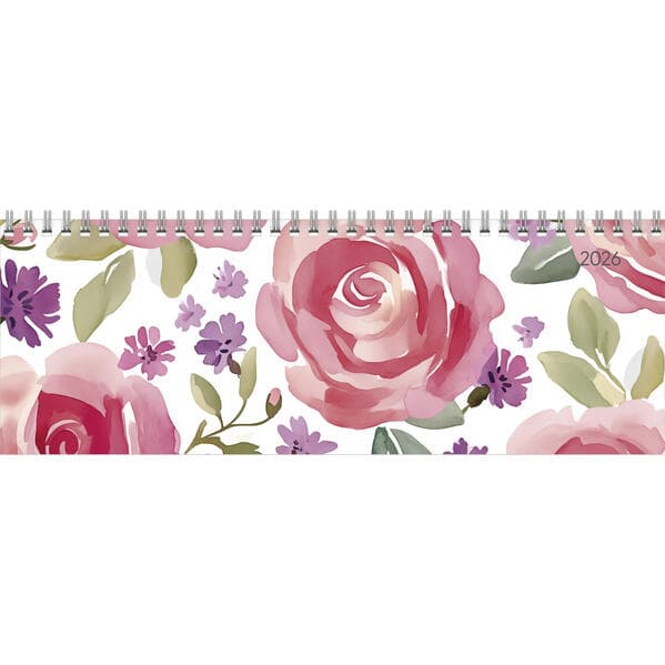 Zettler Tisch-Querkalender Style Rosen 2026 - Büro-Planer 30x11 cm, Wochenkalender mit 1 Woche auf 2
