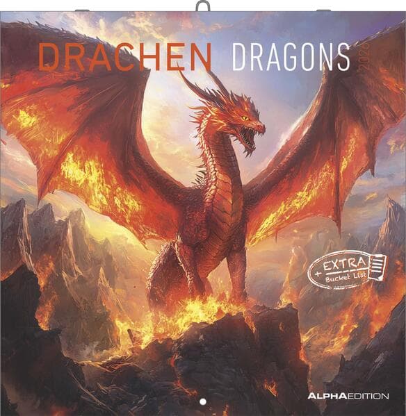 Drachen 2026 - Broschürenkalender 30x30 cm (30x60 geöffnet) - Kalender mit Platz für Notizen - Dragons - Bildkalender - Planer