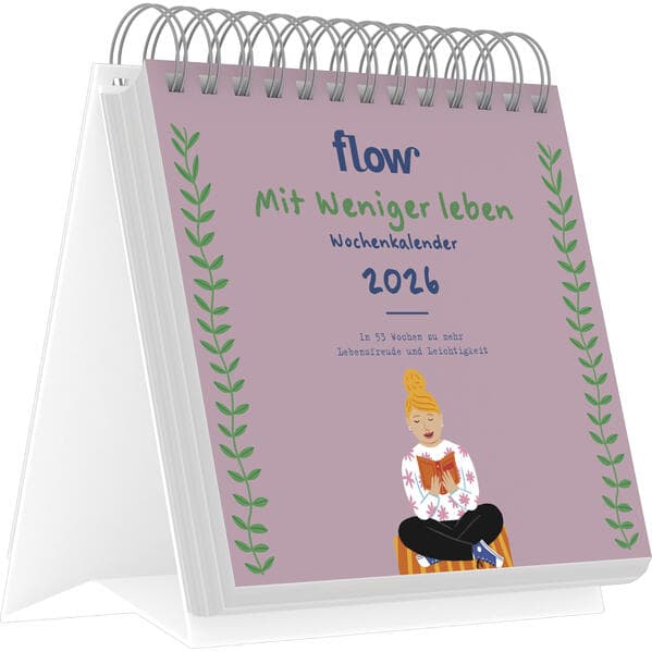 Flow - Mit weniger leben 2026 - Tischkalender 17x16 cm mit 53 Denkanstößen & Illustrationen, Achtsam