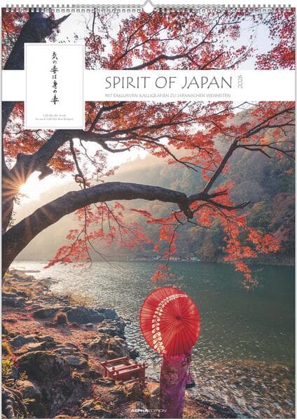 Spirit of Japan 2026 - Bildkalender XXL 50x70 cm - mit japanischer Kalligraphie, inkl. Übersetzung - Landschaftskalender - Wandkalender - Wandplaner