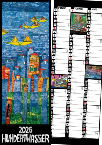 Hundertwasser Streifenkalender Art 2026