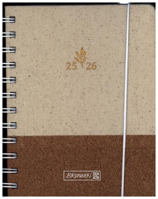 BRUNNEN Schülerkalender (2025/2026) "Naturality", 1 Seite = 1 Tag, A6, 352 Seiten, Textil-Einband