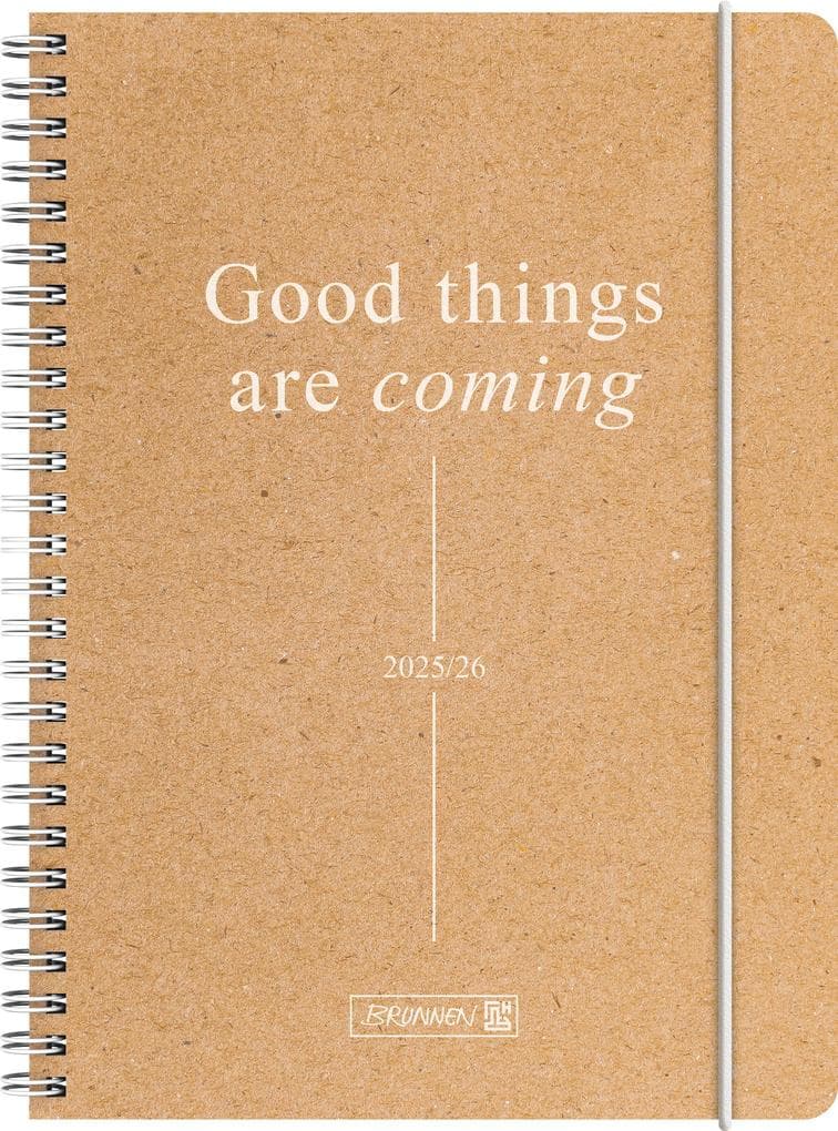BRUNNEN Schülerkalender (2025/2026) "Good Things", 2 Seiten = 1 Woche, A5, 208 Seiten, Kraftpapier-Einband
