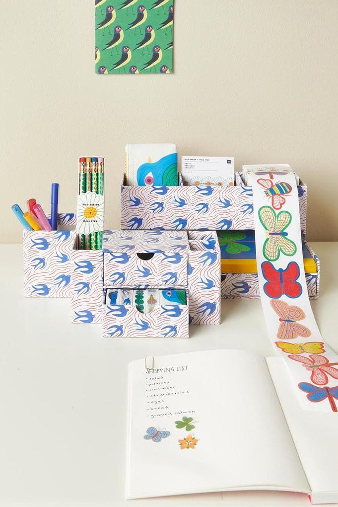 Office Box Midsommar Magic, Schwalben FSC Recycled, 26,5x12,5x15 cm, 3mm Materialstärke