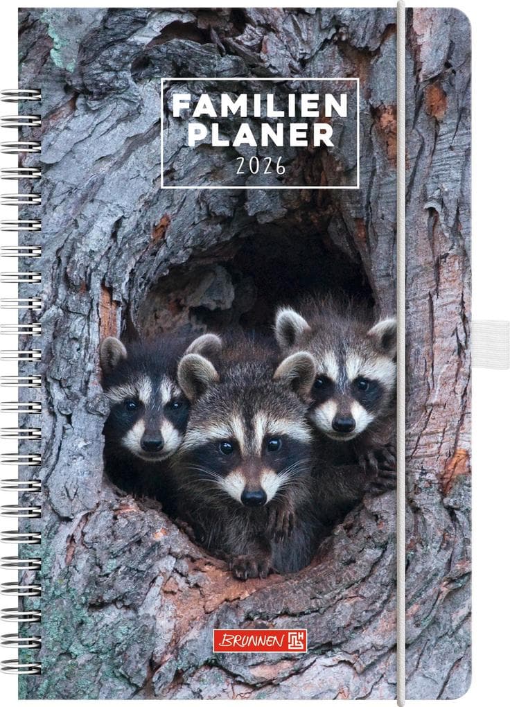 BRUNNEN 1070290026 | Buchkalender Familienplaner 2026 "Animal" | A5, Papier