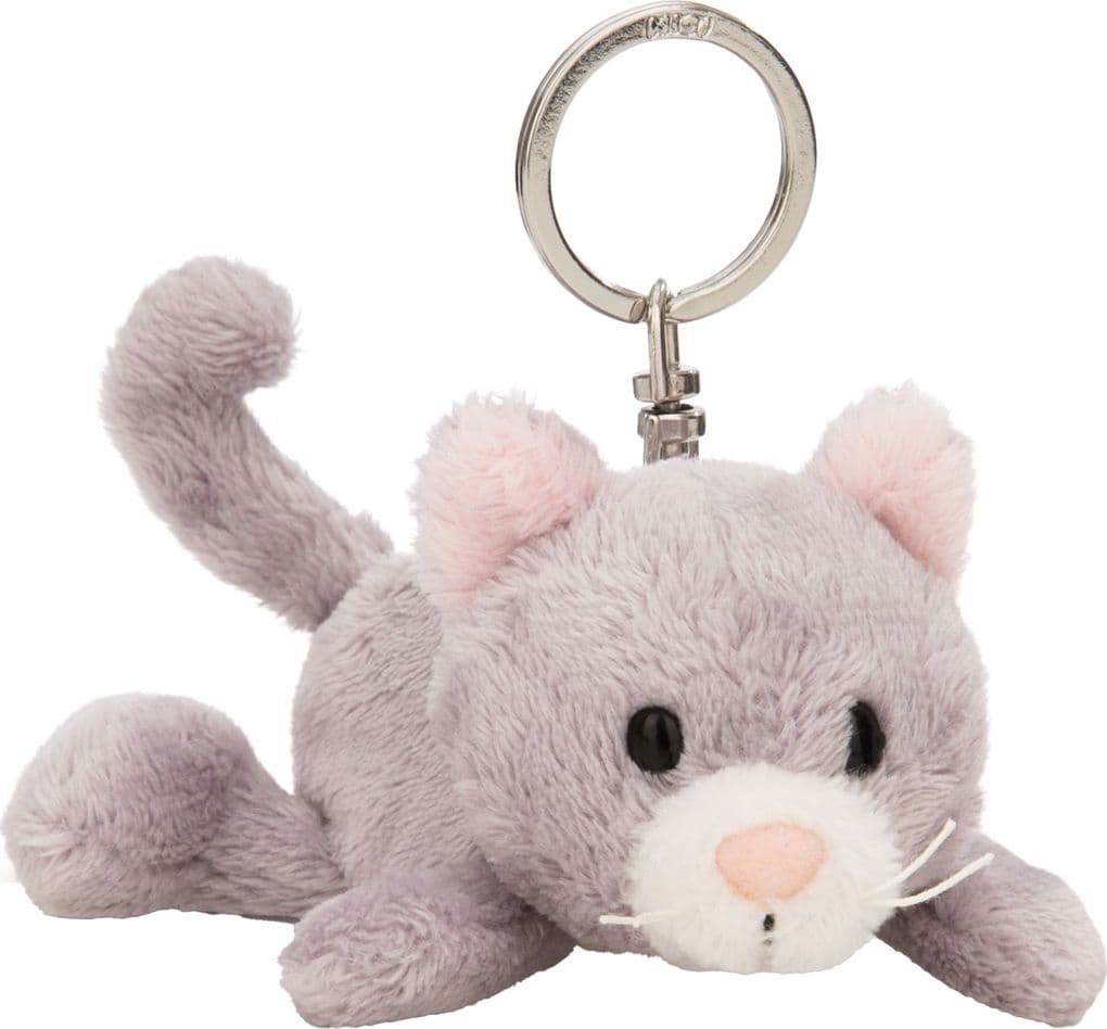 NICI - Schlüsselanhänger Katze grau 10cm liegend GREEN