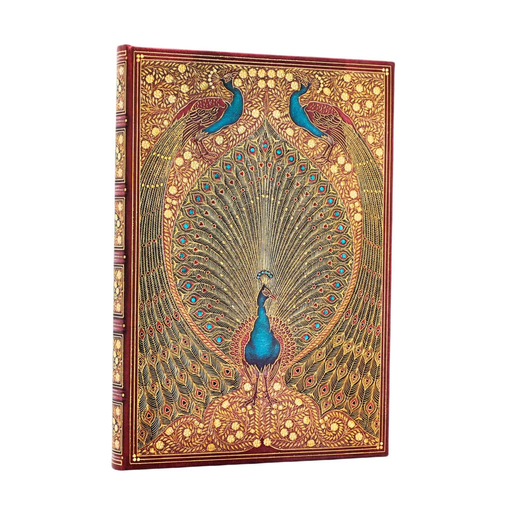 Hafiz's Peacocks (Sangorski & Sutcliffe) Midi Lined Hardcover Journal (Elastic Band Closure)