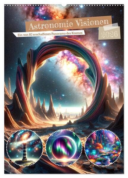 Astronomie Visionen - Ein von KI erschaffenes Panorama des Kosmos (Wandkalender 2026 DIN A2 hoch), CALVENDO Monatskalender