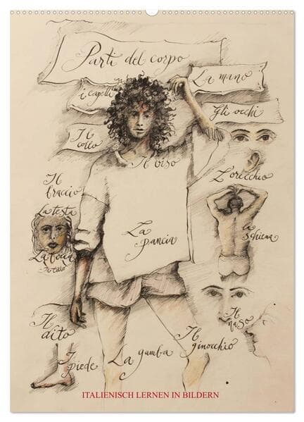 Italienisch Lernen in Bildern (Wandkalender 2026 DIN A2 hoch), CALVENDO Monatskalender