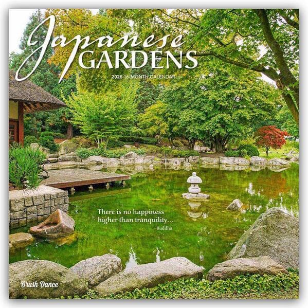 Japanese Gardens 2026 12 X 24 Inch (Hanging) Monthly Square Wall Calendar Plastic-Free
