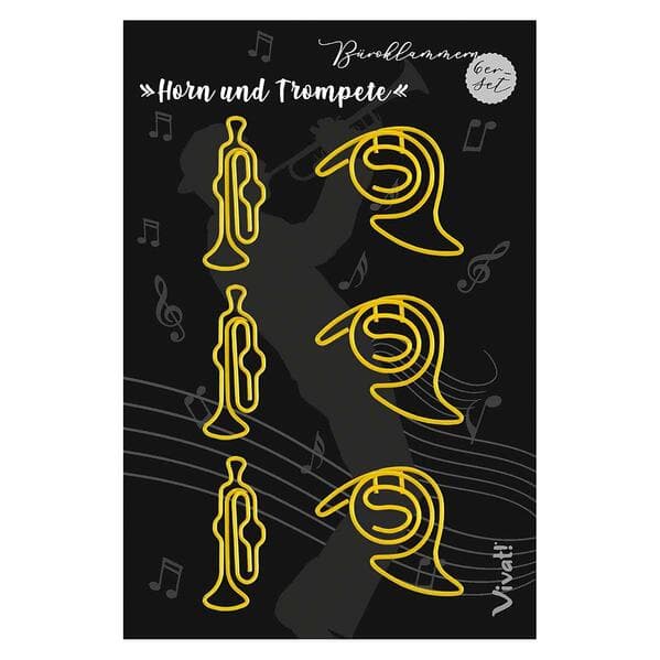 6er-Set Büroklammern 'Horn & Trompete'