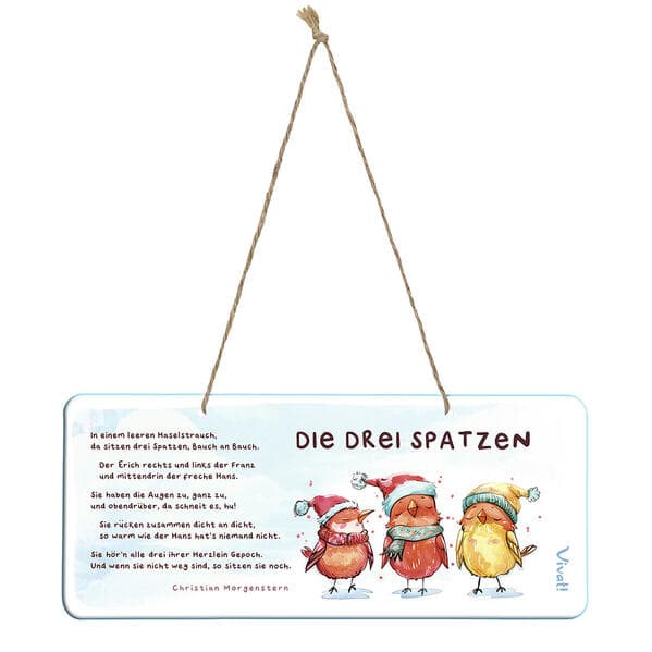 Deko-Schild 'Die drei Spatzen' aus Metall