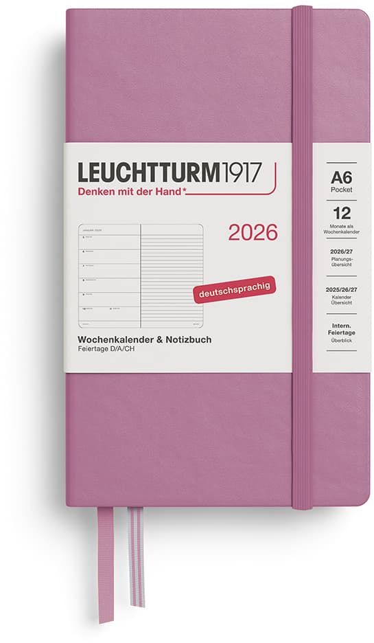 Wochenkalender und Notizbuch Pocket (A6) 2026, Dusty Rose, Deutsch