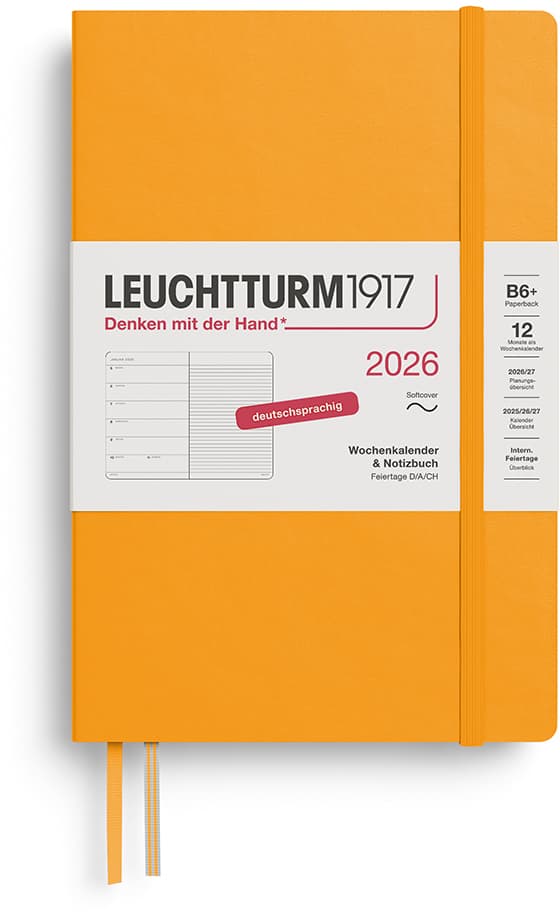 Wochenkalender und Notizbuch Paperback (B6+) 2026, Softcover, Rising Sun, Deutsch