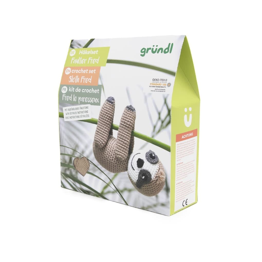 gründl Häkeltier Faultier Fred, Nähset, Häkelset